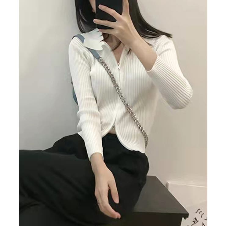 リブニットトップスレディースジップアップ | SUNSHINE CLOSET | 詳細画像16 