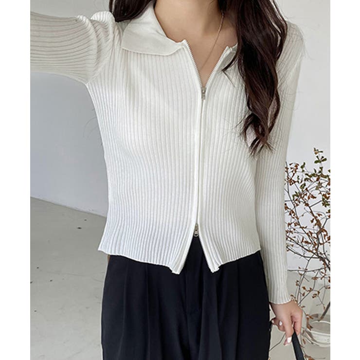 リブニットトップスレディースジップアップ | SUNSHINE CLOSET | 詳細画像17 