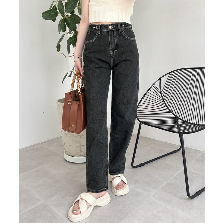 ハイウエストデニムパンツ ウエストボタン | SUNSHINE CLOSET | 詳細画像3 