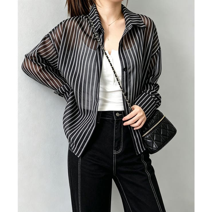 レディース UV対策冷房対策長袖シャツ透け感 夏服ブラウス | SUNSHINE CLOSET | 詳細画像10 