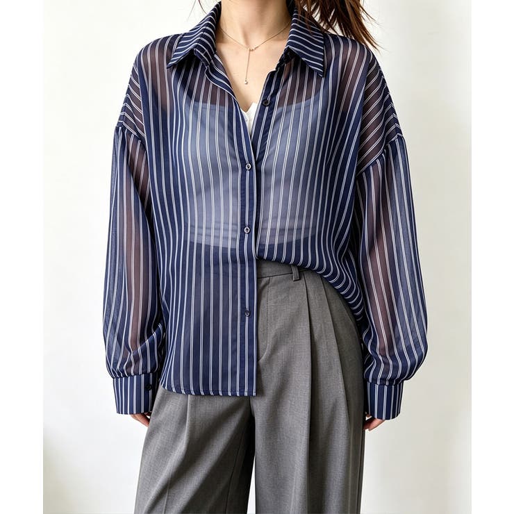 レディース UV対策冷房対策長袖シャツ透け感 夏服ブラウス | SUNSHINE CLOSET | 詳細画像12 