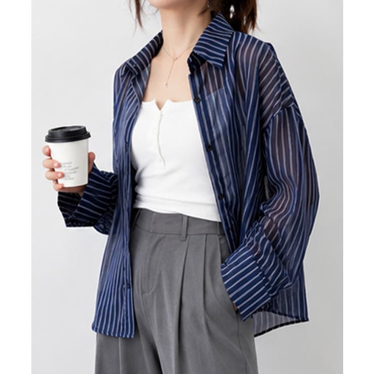 レディース UV対策冷房対策長袖シャツ透け感 夏服ブラウス | SUNSHINE CLOSET | 詳細画像15 