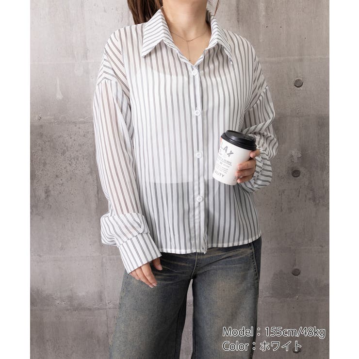 レディース UV対策冷房対策長袖シャツ透け感 夏服ブラウス | SUNSHINE CLOSET | 詳細画像19 