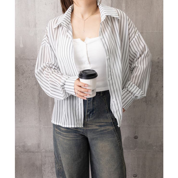 レディース UV対策冷房対策長袖シャツ透け感 夏服ブラウス | SUNSHINE CLOSET | 詳細画像20 