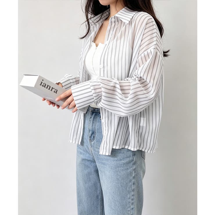 レディース UV対策冷房対策長袖シャツ透け感 夏服ブラウス | SUNSHINE CLOSET | 詳細画像4 