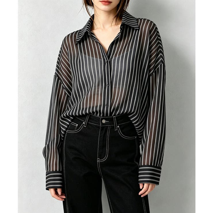 レディース UV対策冷房対策長袖シャツ透け感 夏服ブラウス | SUNSHINE CLOSET | 詳細画像8 