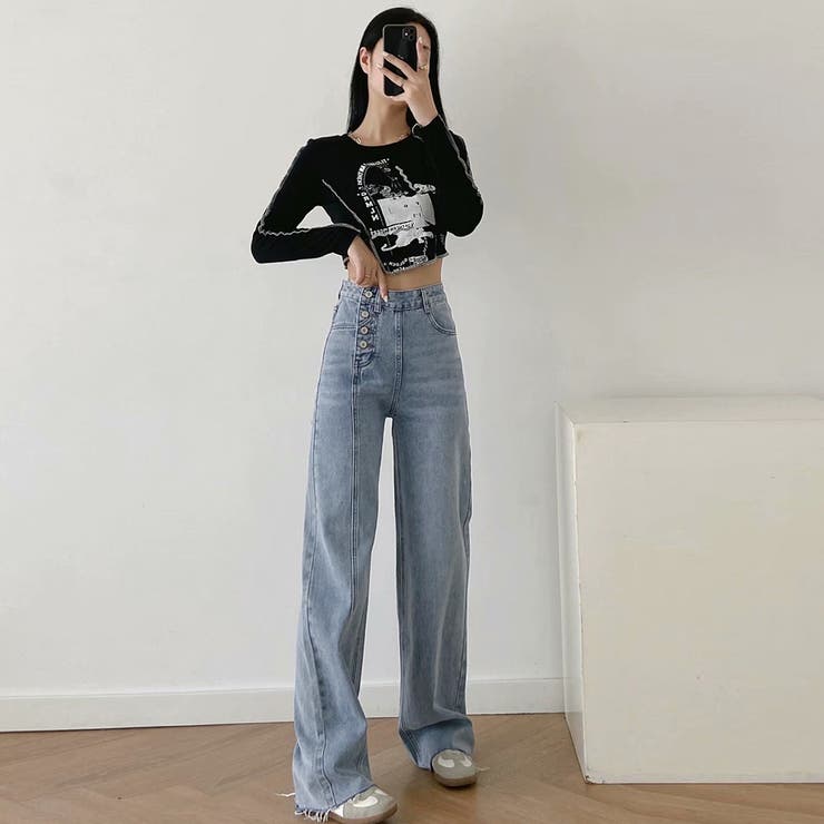 デニムストレートパンツ ハイウエスト韓国 | SUNSHINE CLOSET | 詳細画像13 