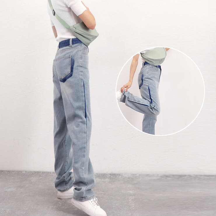 配色ストレートデニムパンツ ハイウエスト | SUNSHINE CLOSET | 詳細画像14 