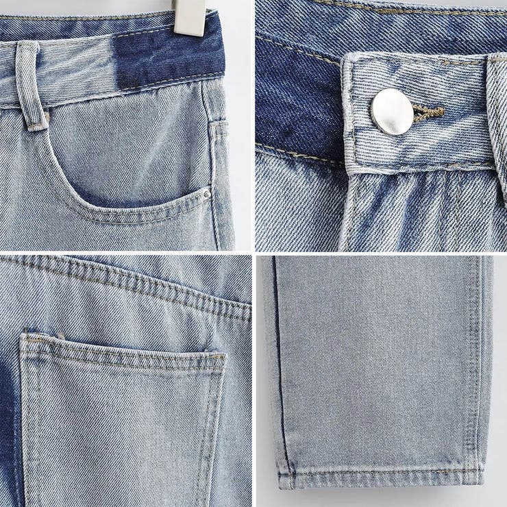 配色ストレートデニムパンツ ハイウエスト | SUNSHINE CLOSET | 詳細画像4 