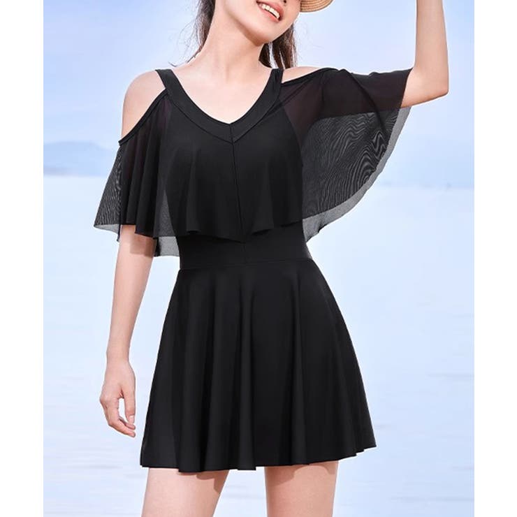 レディース水着2点セット 大人可愛いオフショルダー水着 きれいめフレア水着 | SUNSHINE CLOSET | 詳細画像3 