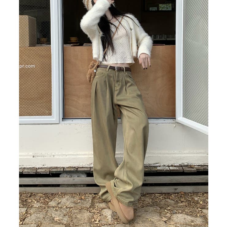 タックワイドデニムパンツレディース韓国風 | SUNSHINE CLOSET | 詳細画像15 