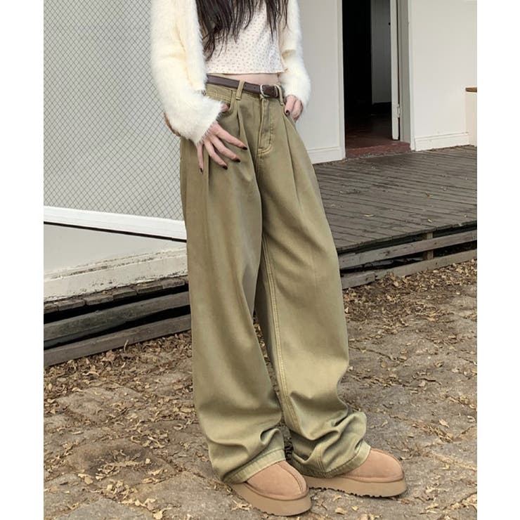 タックワイドデニムパンツレディース韓国風 | SUNSHINE CLOSET | 詳細画像16 