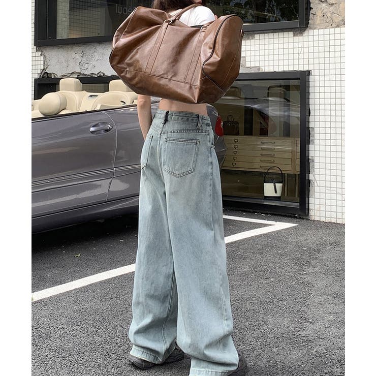 タックワイドデニムパンツレディース韓国風 | SUNSHINE CLOSET | 詳細画像3 