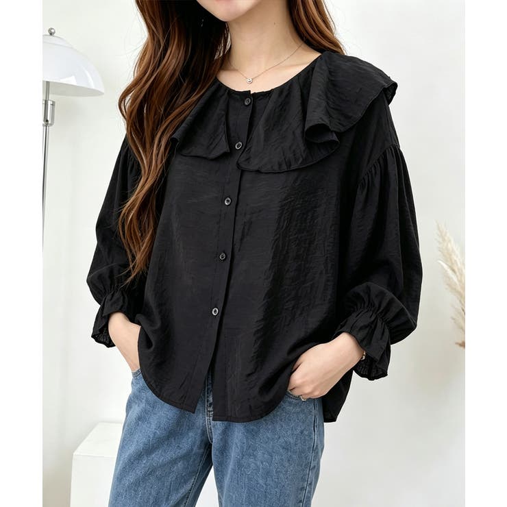 前後2WAYきれいめシアートップスおしゃれ 韓国風フリルブラウスレディース長袖と… | SUNSHINE CLOSET | 詳細画像13 