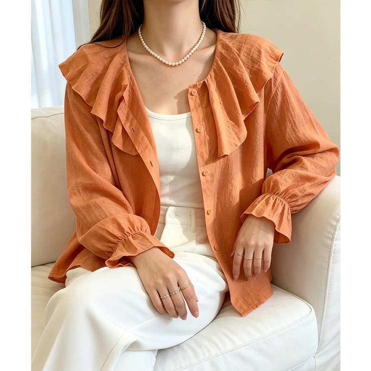 前後2WAYきれいめシアートップスおしゃれ 韓国風フリルブラウスレディース長袖と… | SUNSHINE CLOSET | 詳細画像16 