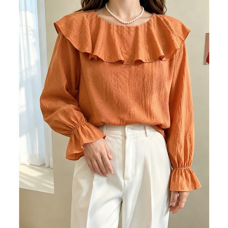 前後2WAYきれいめシアートップスおしゃれ 韓国風フリルブラウスレディース長袖と… | SUNSHINE CLOSET | 詳細画像17 