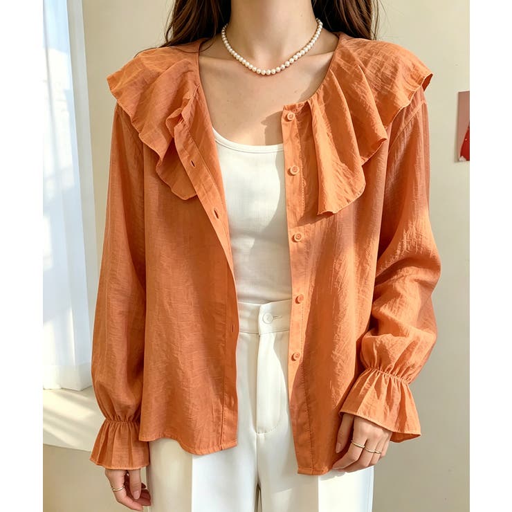 前後2WAYきれいめシアートップスおしゃれ 韓国風フリルブラウスレディース長袖と… | SUNSHINE CLOSET | 詳細画像19 