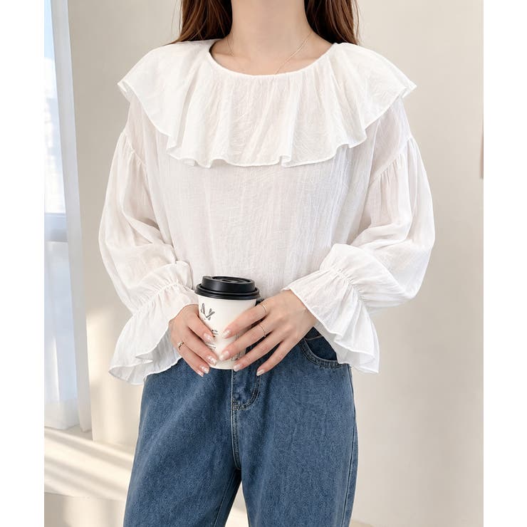 前後2WAYきれいめシアートップスおしゃれ 韓国風フリルブラウスレディース長袖と… | SUNSHINE CLOSET | 詳細画像28 