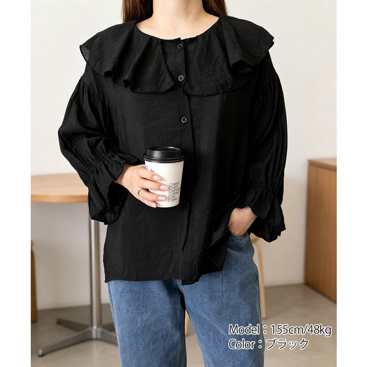 前後2WAYきれいめシアートップスおしゃれ 韓国風フリルブラウスレディース長袖と… | SUNSHINE CLOSET | 詳細画像30 
