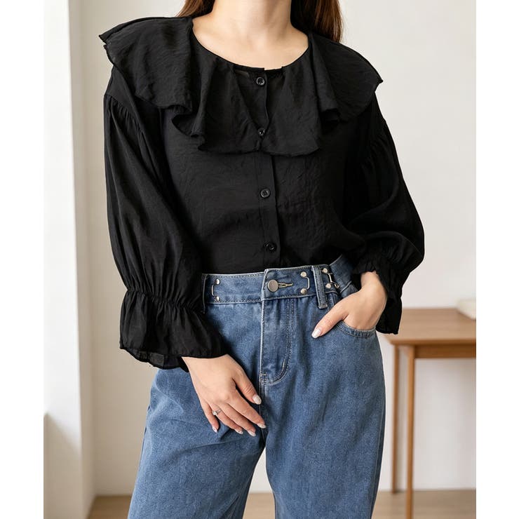 前後2WAYきれいめシアートップスおしゃれ 韓国風フリルブラウスレディース長袖と… | SUNSHINE CLOSET | 詳細画像31 