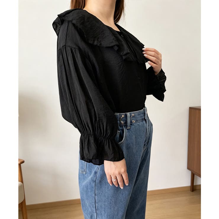 前後2WAYきれいめシアートップスおしゃれ 韓国風フリルブラウスレディース長袖と… | SUNSHINE CLOSET | 詳細画像32 