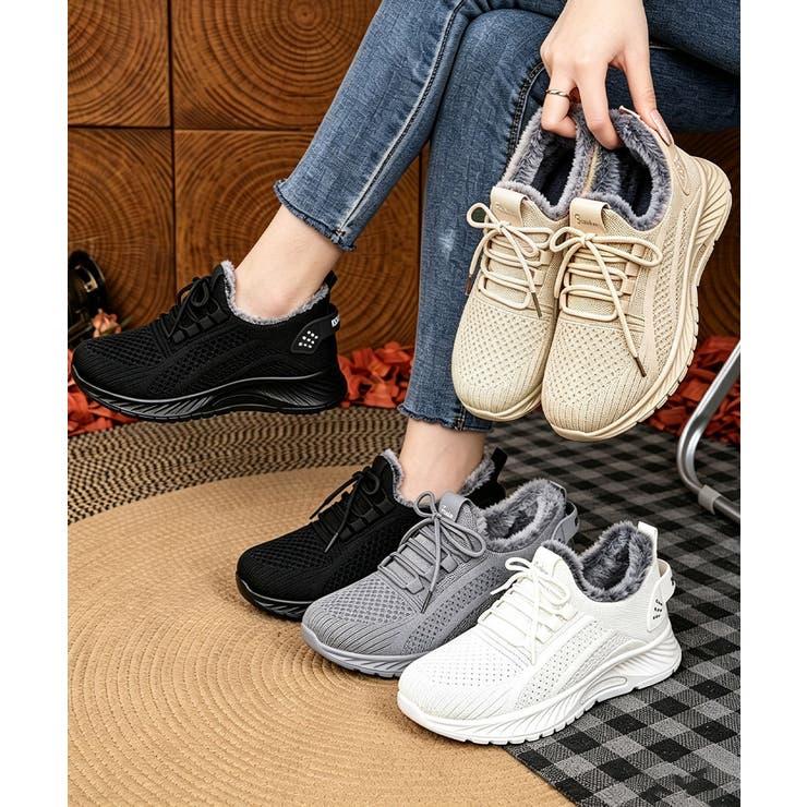 暖かいファー付きレースアップシューズ 歩きやすい厚底靴 カジュアル運動靴 | SUNSHINE CLOSET | 詳細画像13 