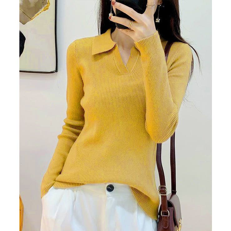 ポロニットトップス秋新作リブニット韓国風 | SUNSHINE CLOSET | 詳細画像14 