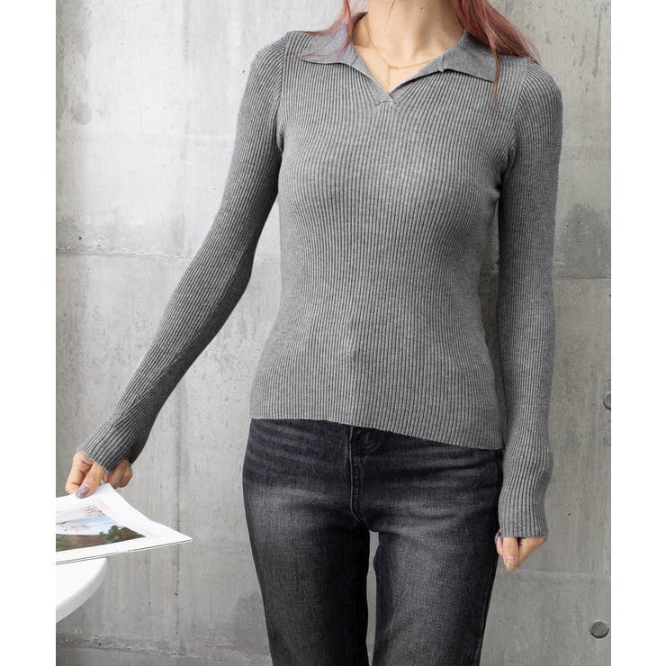 ポロニットトップス秋新作リブニット韓国風 | SUNSHINE CLOSET | 詳細画像17 