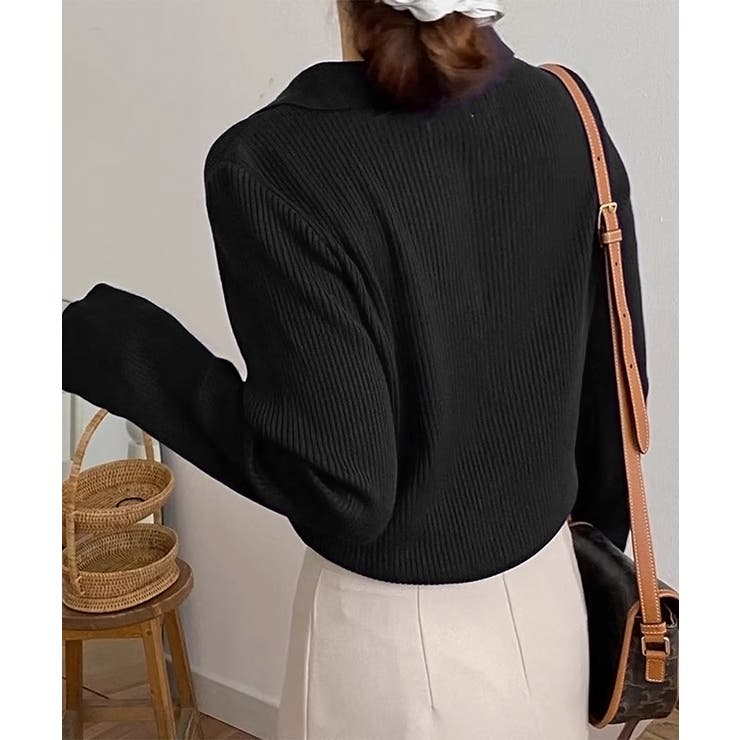 ポロニットトップス秋新作リブニット韓国風 | SUNSHINE CLOSET | 詳細画像7 