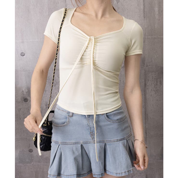 ペンタゴンネックtシャツ半袖 レディース ドロストトップス | SUNSHINE CLOSET | 詳細画像18 