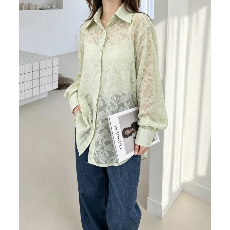 花柄ジャガードフラワー 透け感トップス 長袖羽織り | SUNSHINE CLOSET | 詳細画像22 