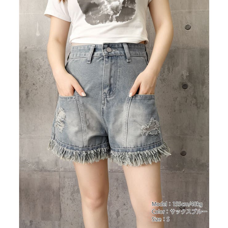 クラッシュデニムレディース ウォッシュ加工ジーンズ ハイウエスト | SUNSHINE CLOSET | 詳細画像13 