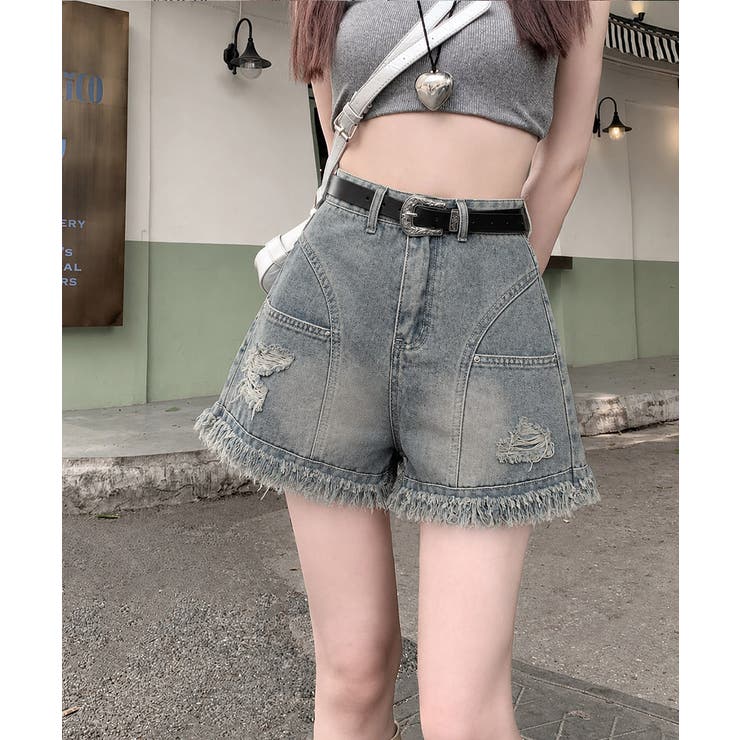 クラッシュデニムレディース ウォッシュ加工ジーンズ ハイウエスト | SUNSHINE CLOSET | 詳細画像2 