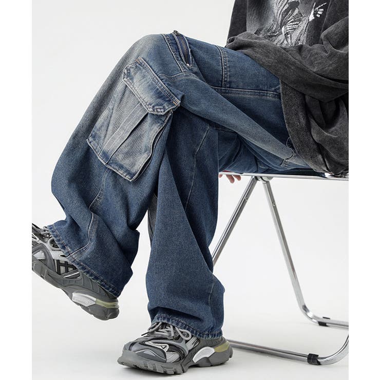 デニムカーゴパンツ 韓国風ワイドジーンズ | SUNSHINE CLOSET | 詳細画像10 