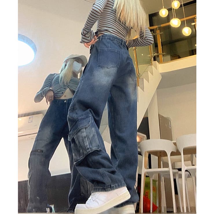 デニムカーゴパンツ 韓国風ワイドジーンズ | SUNSHINE CLOSET | 詳細画像16 
