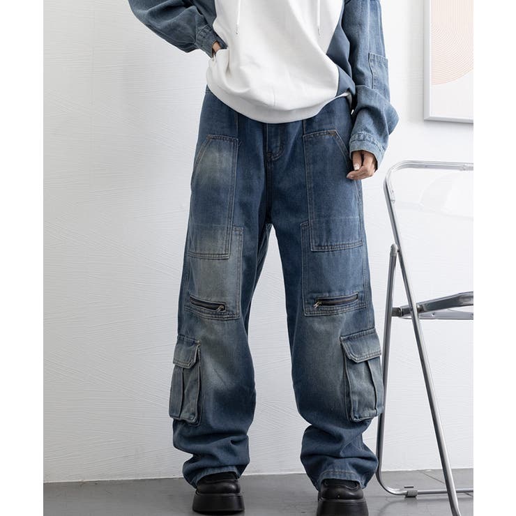 デニムカーゴパンツ 韓国風ワイドジーンズ | SUNSHINE CLOSET | 詳細画像18 