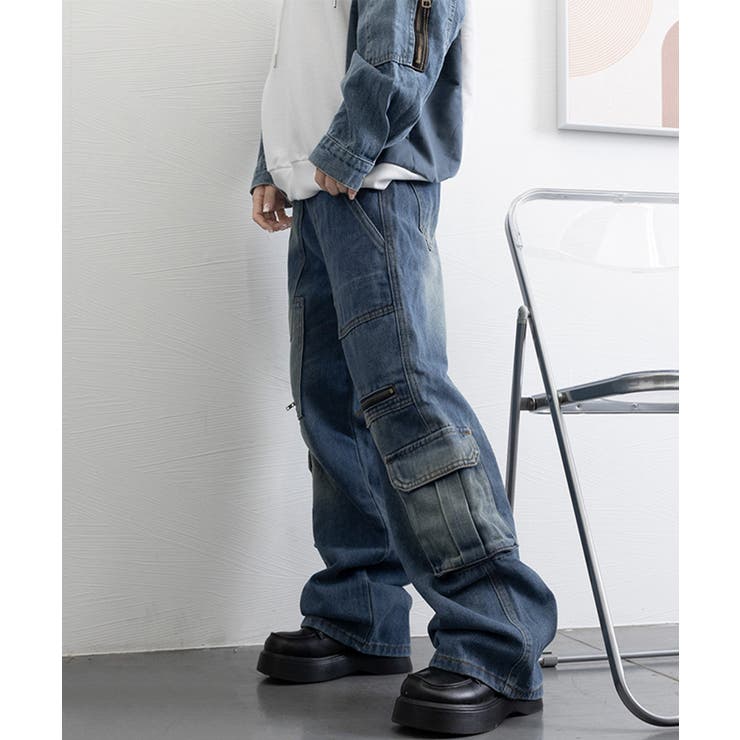 デニムカーゴパンツ 韓国風ワイドジーンズ | SUNSHINE CLOSET | 詳細画像19 