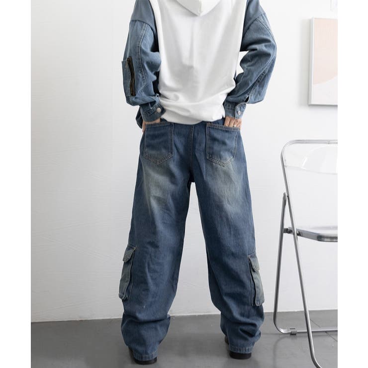 デニムカーゴパンツ 韓国風ワイドジーンズ | SUNSHINE CLOSET | 詳細画像21 
