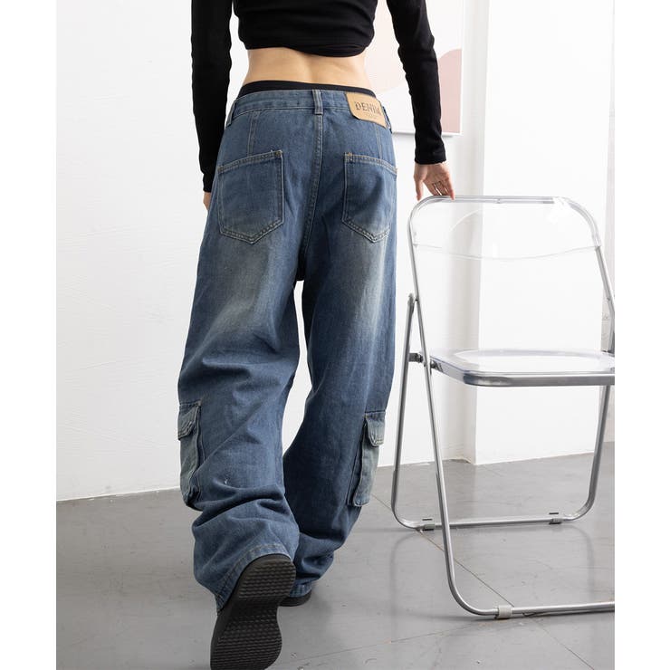 デニムカーゴパンツ 韓国風ワイドジーンズ | SUNSHINE CLOSET | 詳細画像25 