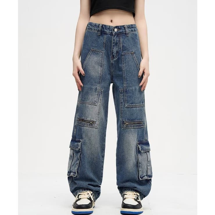 デニムカーゴパンツ 韓国風ワイドジーンズ | SUNSHINE CLOSET | 詳細画像6 