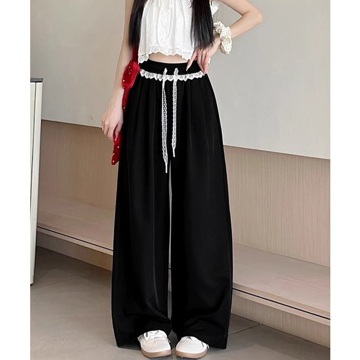 レース付きワイドパンツ イージーパンツ夏 | SUNSHINE CLOSET | 詳細画像1 