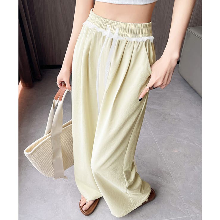 レース付きワイドパンツ イージーパンツ夏 | SUNSHINE CLOSET | 詳細画像17 