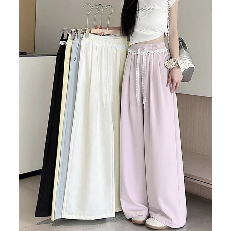 レース付きワイドパンツ イージーパンツ夏 | SUNSHINE CLOSET | 詳細画像22 