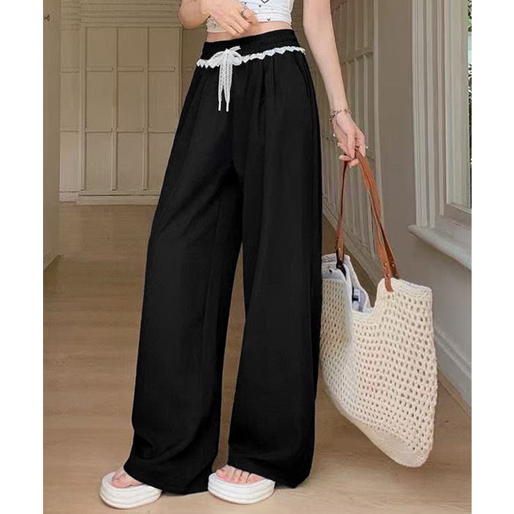 レース付きワイドパンツ イージーパンツ夏 | SUNSHINE CLOSET | 詳細画像3 