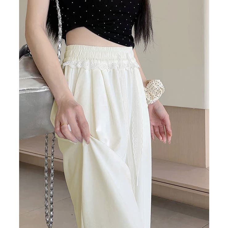 レース付きワイドパンツ イージーパンツ夏 | SUNSHINE CLOSET | 詳細画像7 