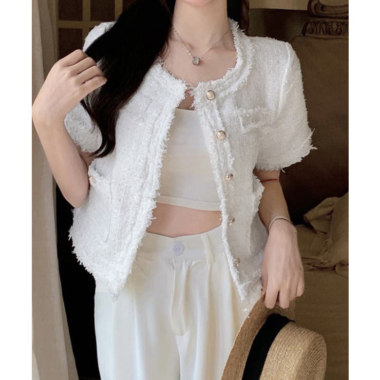 半袖ツイード風ジャケット レディース夏服 | SUNSHINE CLOSET | 詳細画像1 