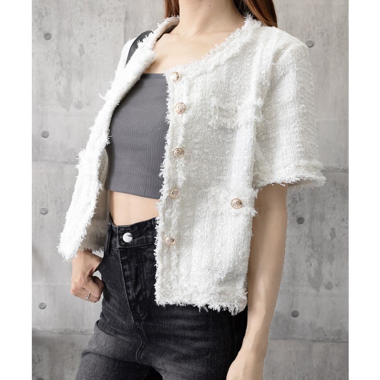 半袖ツイード風ジャケット レディース夏服 | SUNSHINE CLOSET | 詳細画像18 