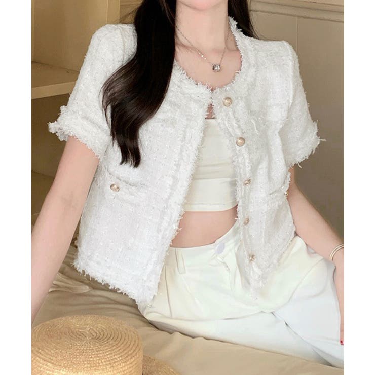 半袖ツイード風ジャケット レディース夏服 | SUNSHINE CLOSET | 詳細画像2 