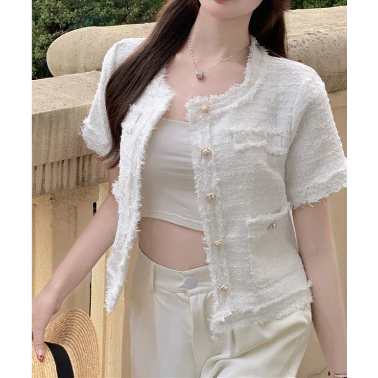 半袖ツイード風ジャケット レディース夏服 | SUNSHINE CLOSET | 詳細画像6 