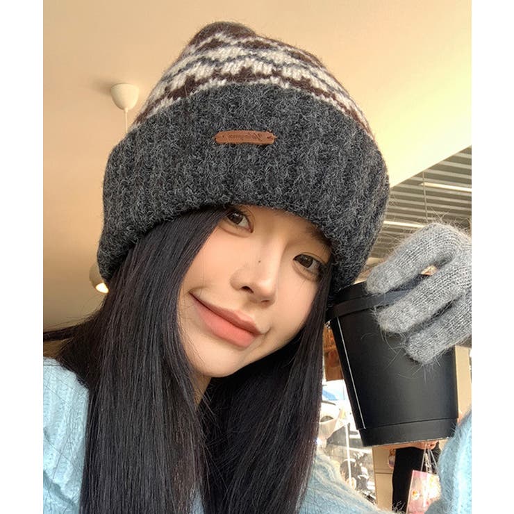 フェアアイル柄ニット帽防寒ニットキャップ | SUNSHINE CLOSET | 詳細画像1 